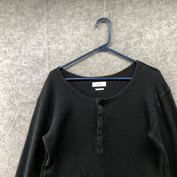 Aritzia TNA Long Sleeve Henley T Shirt Womens S Black Round Neck Relaxed - Picture 3 of 9